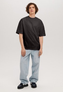 Чёрная футболка мужская с лайкрой Oversize